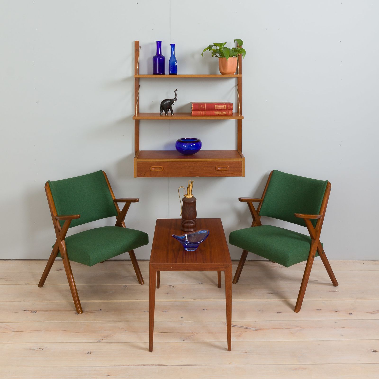 Pair Of Dal Vera Model 3011 Armchairs In Green Wool Made By Colegoano Italia, 1950s
