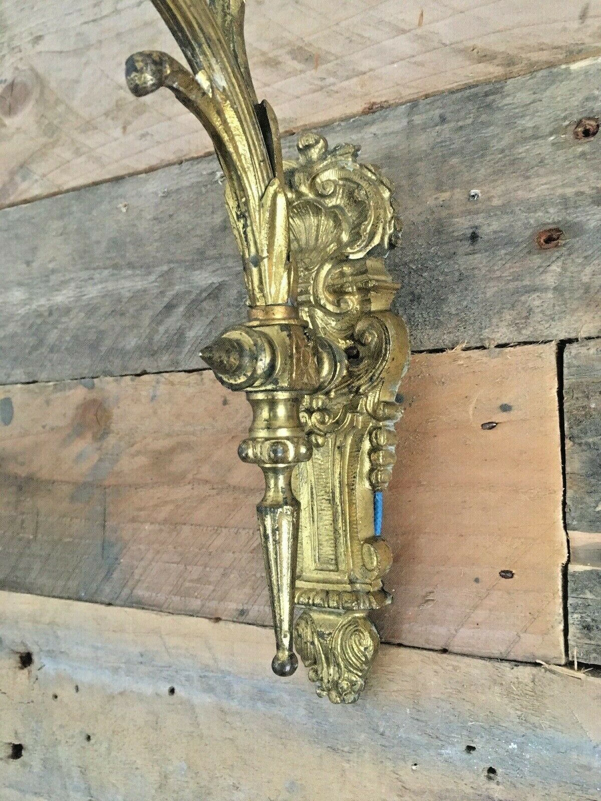 Antique French Gilt Metal Ornate Swing Arm Wall Light Sconce Regency Baroque photo furniture
