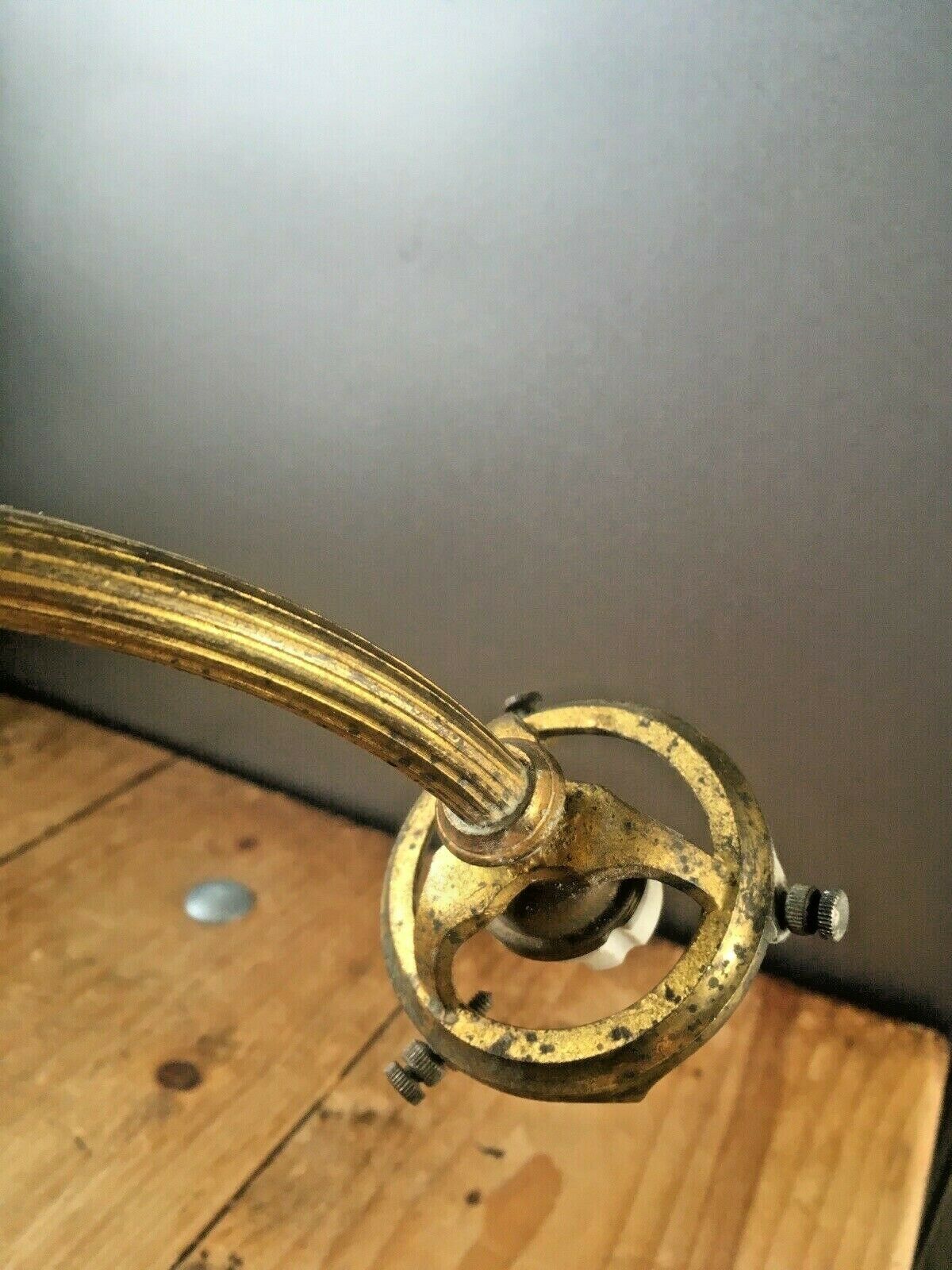 Antique French Gilt Metal Ornate Swing Arm Wall Light Sconce Regency Baroque photo vinterior