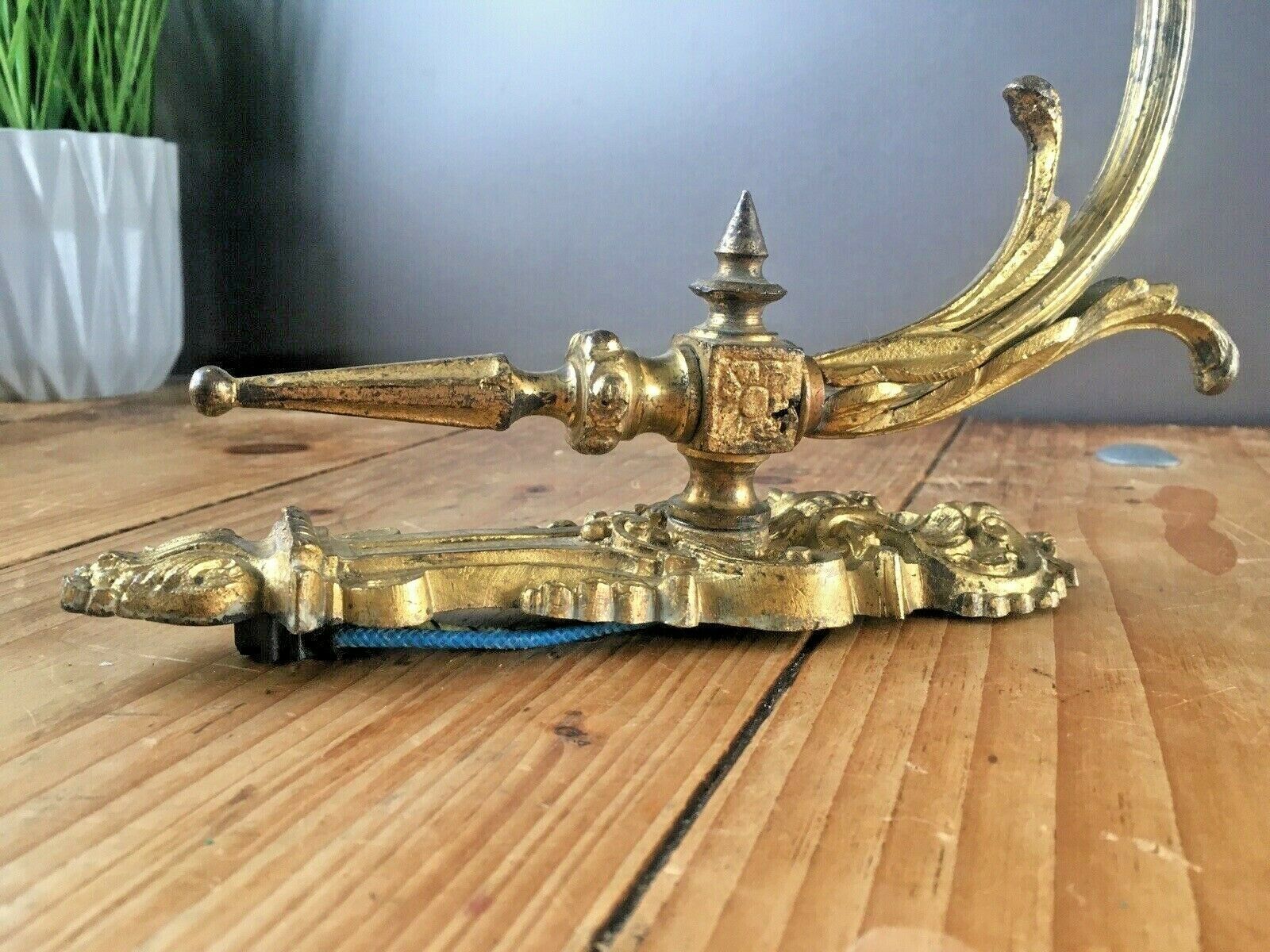 Antique French Gilt Metal Ornate Swing Arm Wall Light Sconce Regency Baroque photo vintage