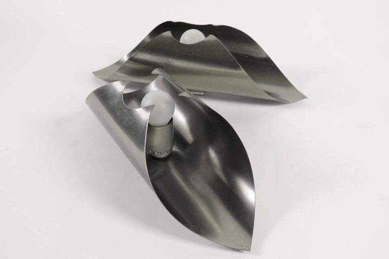 Pair Of Stainless Steel Sconces, Circa 1970 photo furniture