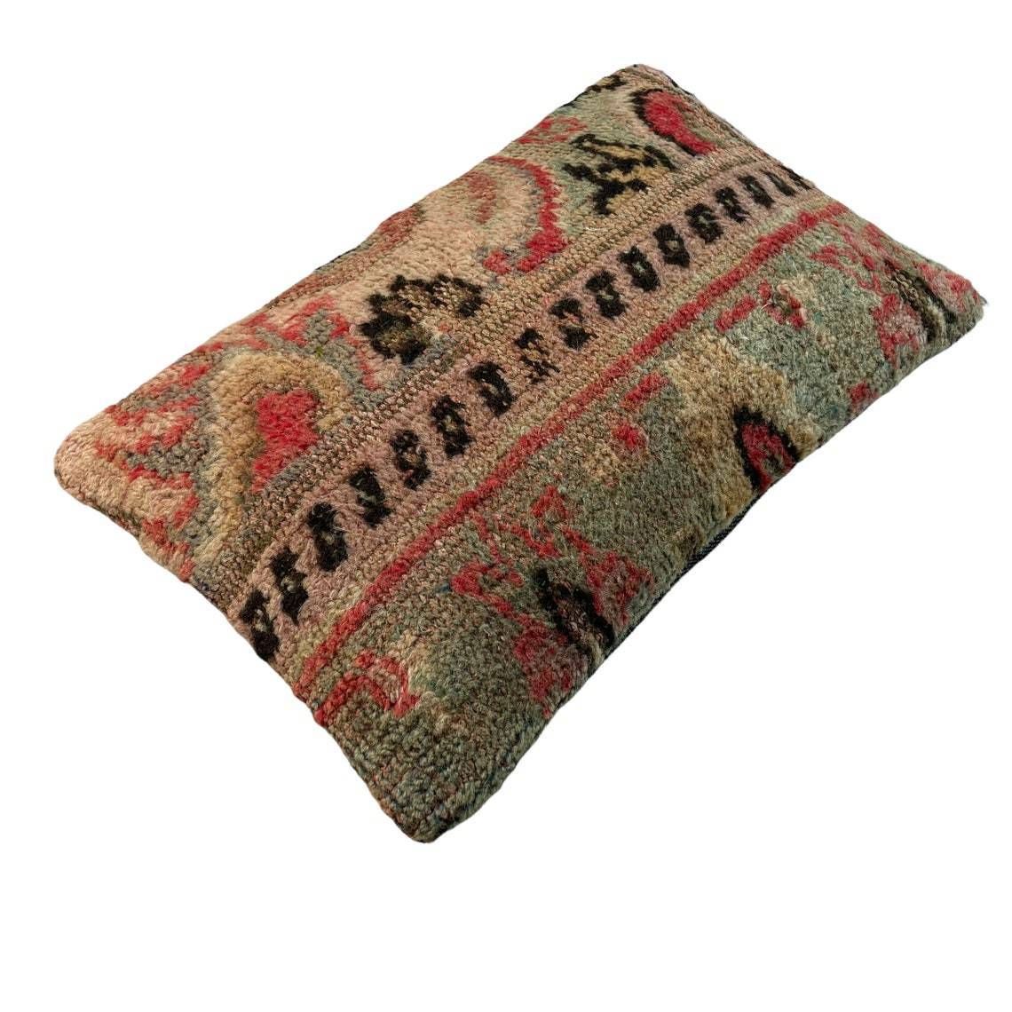 12'' X 20'' Vintage Hand Made Rug Cushion Cover, 30 X 50 Cm Decorative Rug Pillow Cover, Large Vintage Turkish Rug Cushion Cover photo 70.0