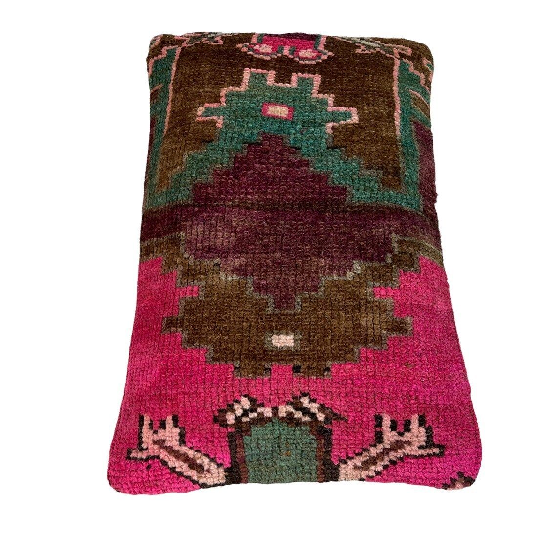 12'' X 20'' Vintage Hand Made Rug Cushion Cover, 30 X 50 Cm Decorative Rug Pillow Cover, Large Vintage Turkish Rug Cushion Cover photo Textiles