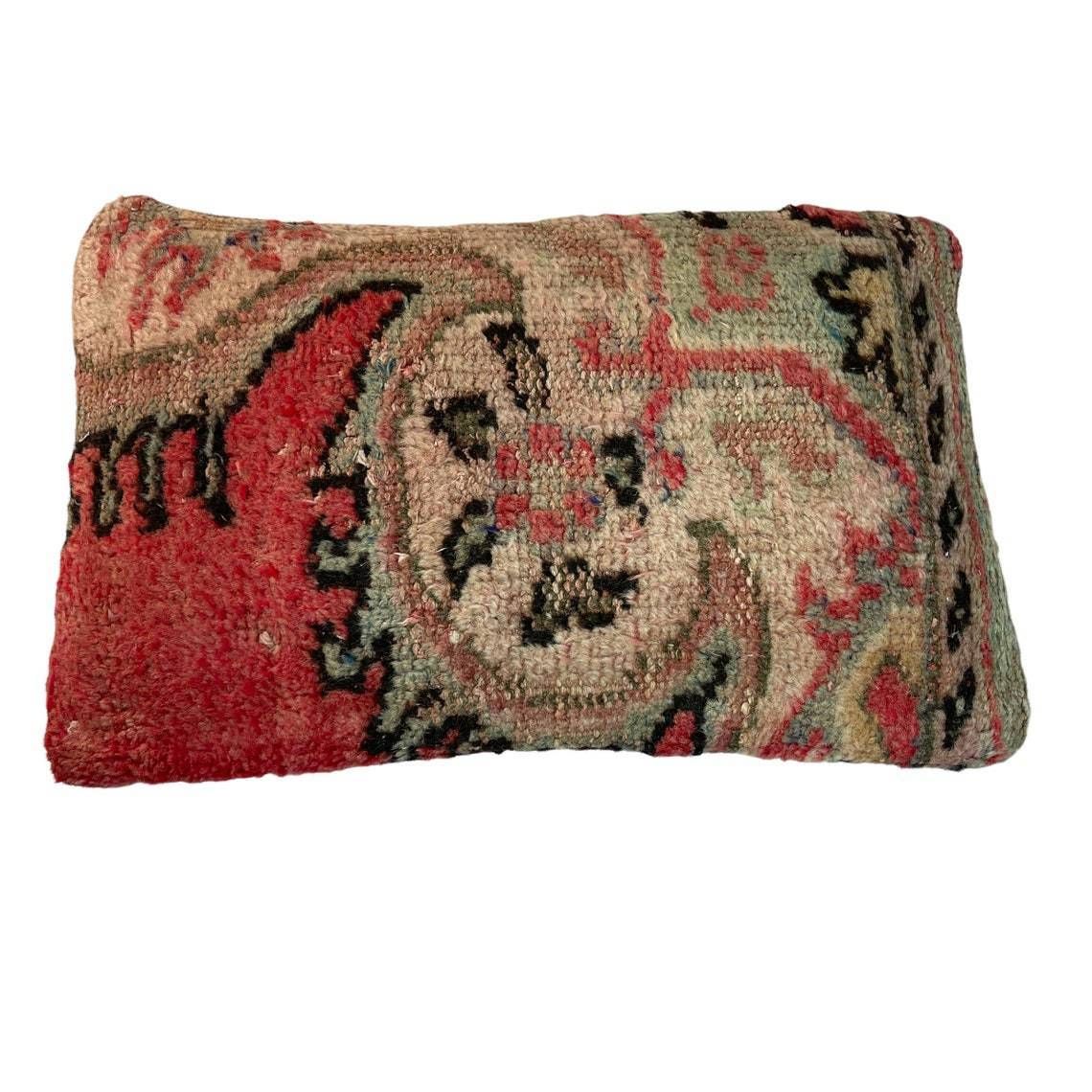 12'' X 20'' Vintage Hand Made Rug Cushion Cover, 30 X 50 Cm Decorative Rug Pillow Cover, Large Vintage Turkish Rug Cushion Cover photo vintage