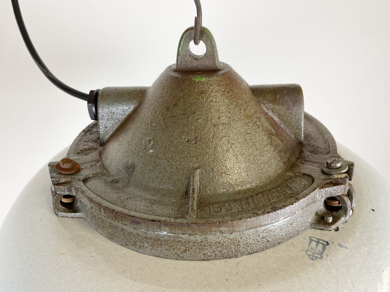 Industrial Grey Enamel Factory Pendant Lamp In Cast Iron From Zaos, 1960s, 25x photo vinterior
