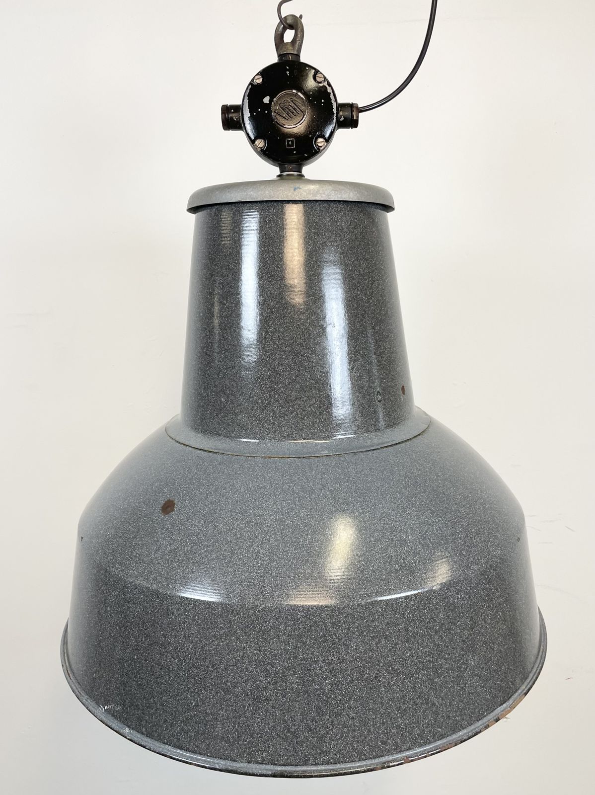Large Grey Enamel Industrial Factory Lamp From Elektrosvit, 1960s, 29x photo furniture