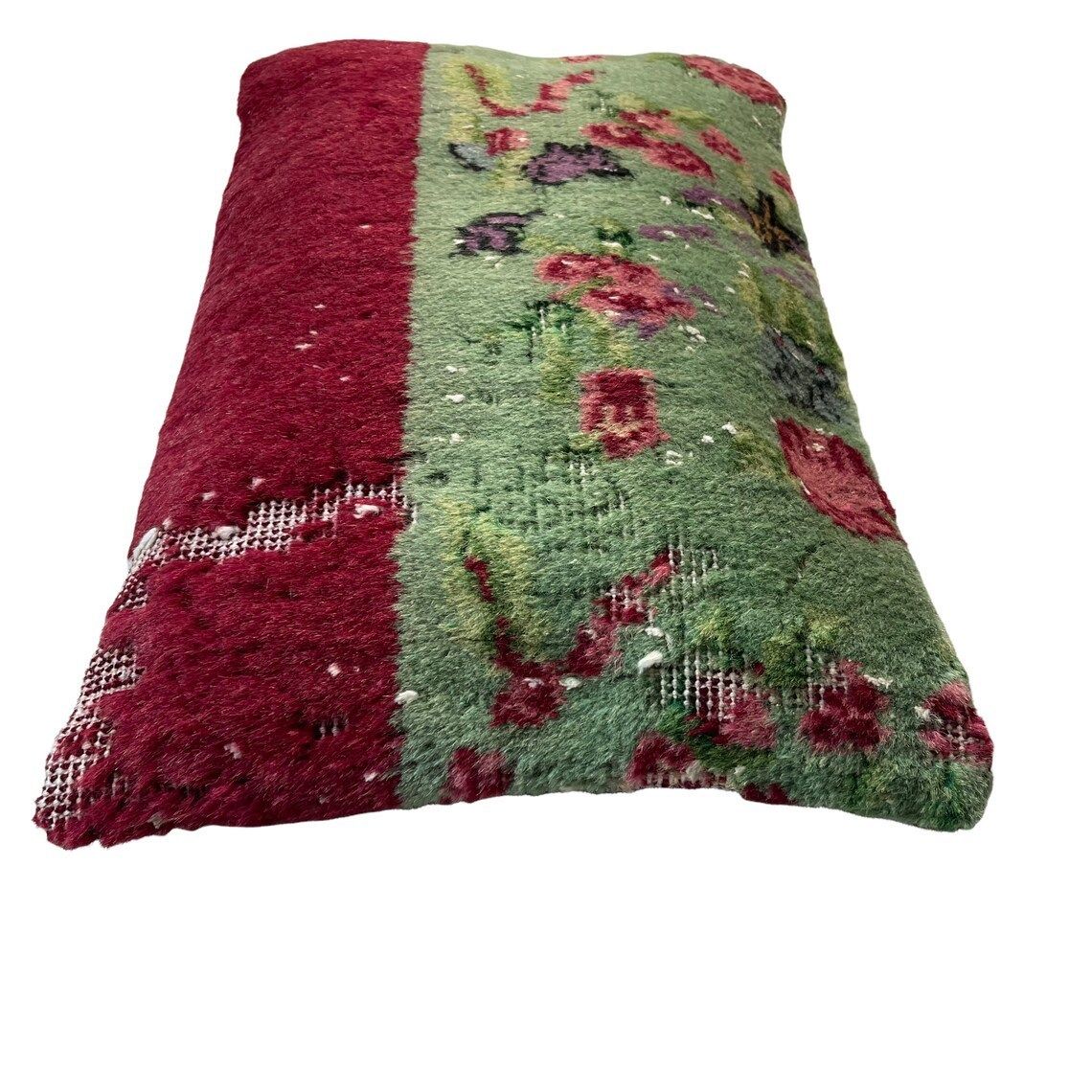 12'' X 20'' Vintage Hand Made Rug Cushion Cover, 30 X 50 Cm Decorative Rug Pillow Cover, Large Vintage Turkish Rug Cushion Cover photo Textiles