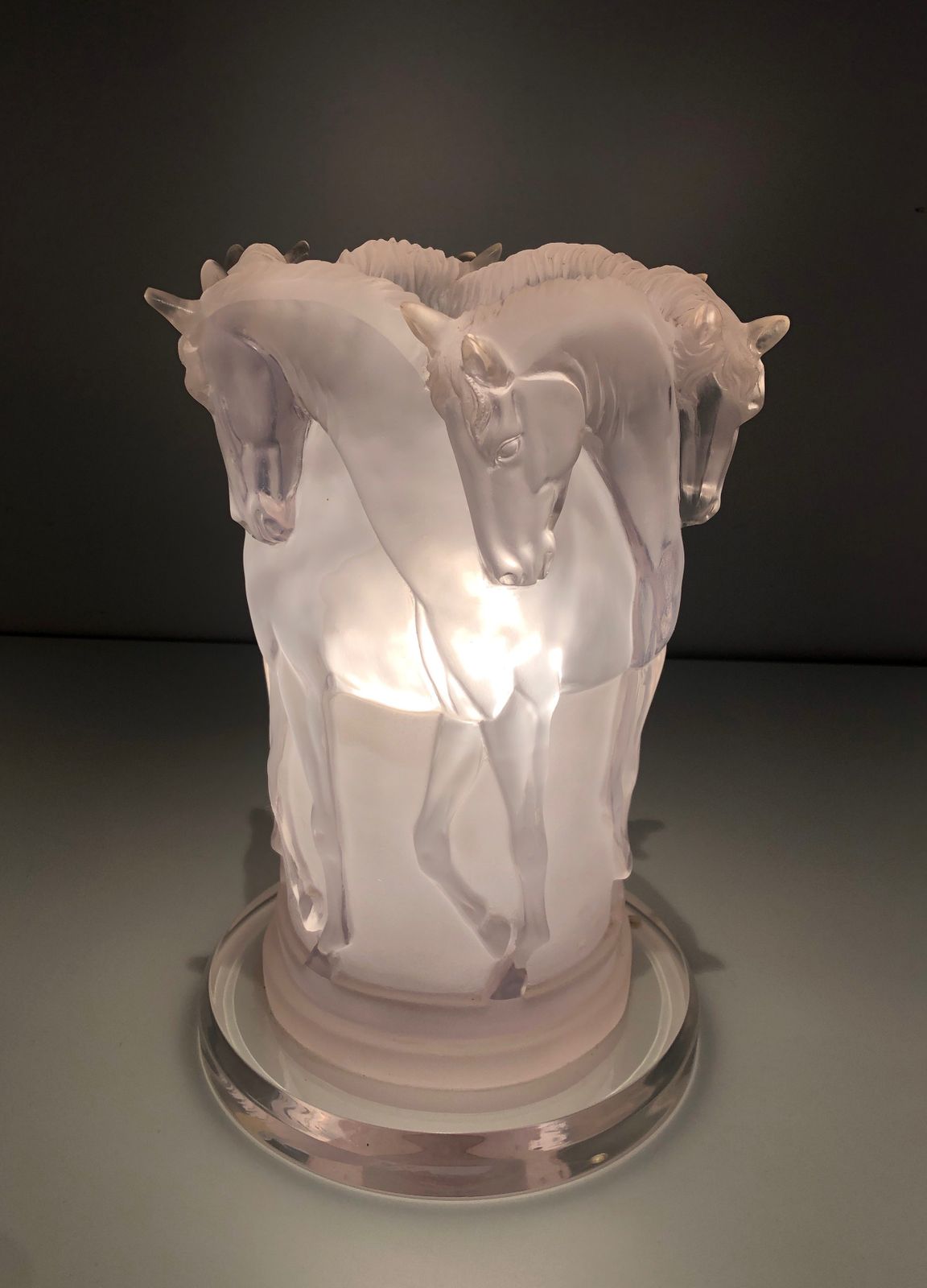 Plexiglass Horse Lamp In The Style Of Lalique photo for sale