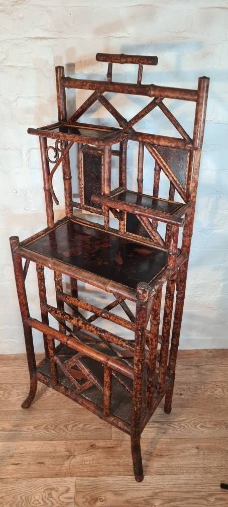Antique Aesthetic / Arts And Crafts Tiger Bamboo Canterbury / Magazine / Periodical Rack / Book Shelf photo furniture