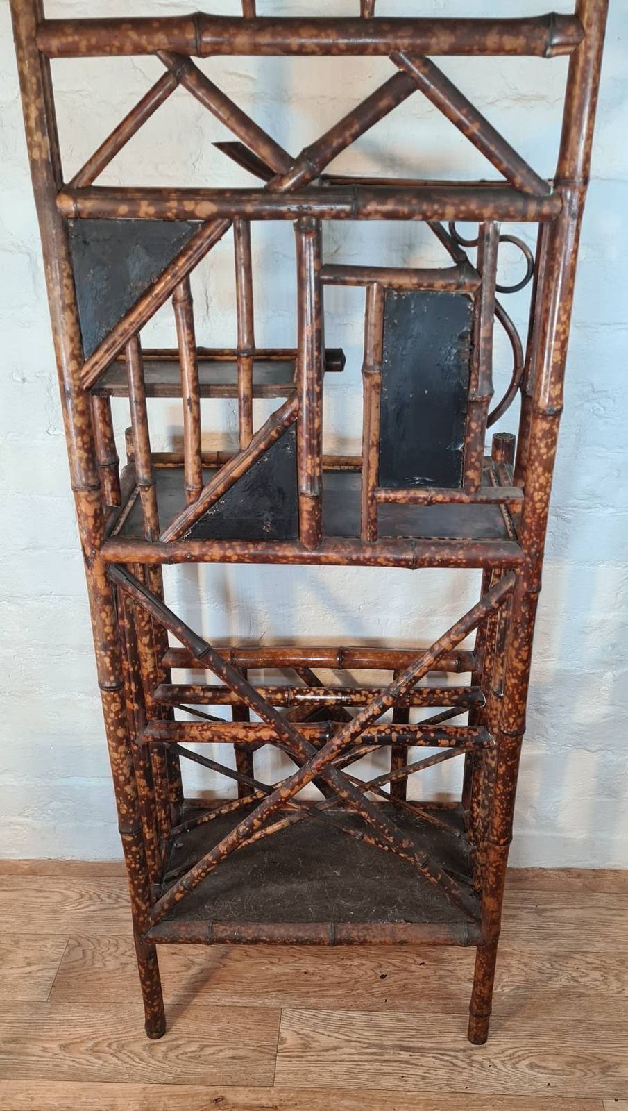 Antique Aesthetic / Arts And Crafts Tiger Bamboo Canterbury / Magazine / Periodical Rack / Book Shelf photo for sale
