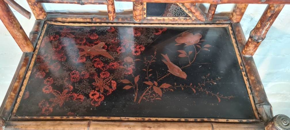 Antique Aesthetic / Arts And Crafts Tiger Bamboo Canterbury / Magazine / Periodical Rack / Book Shelf photo buy