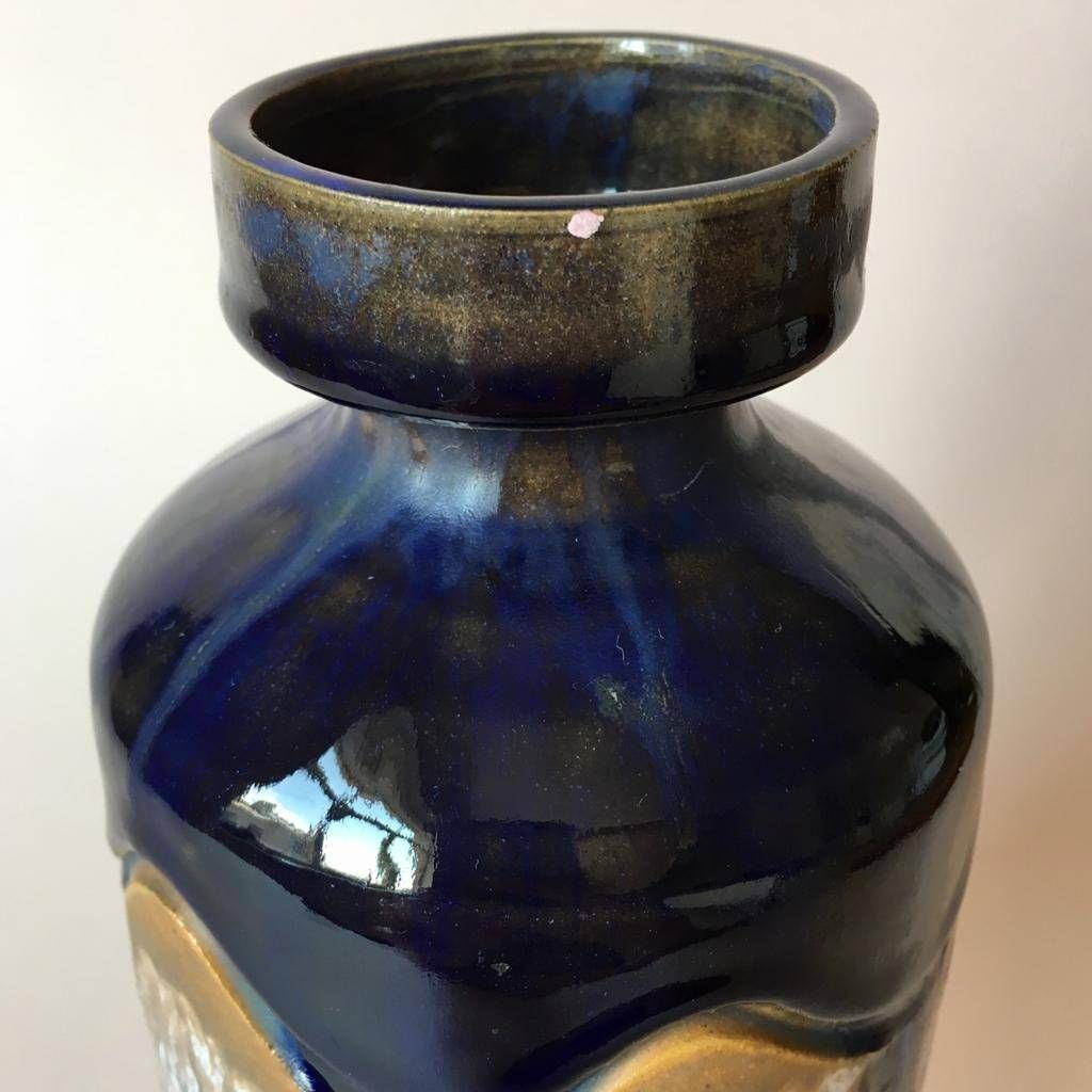 Mid Century Stoneware Bud Vase/Ove Rasmussen/Sweden/Blue Beige White photo 53.0