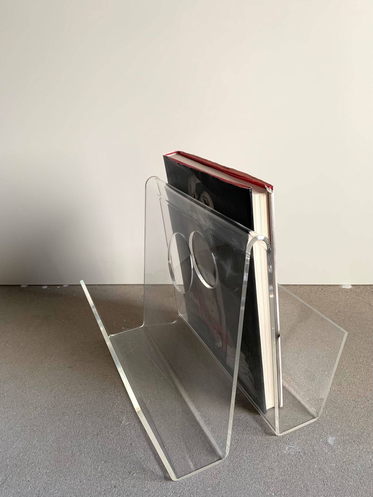 Acrylic Glass Magazine Holder Rack | Mid Century