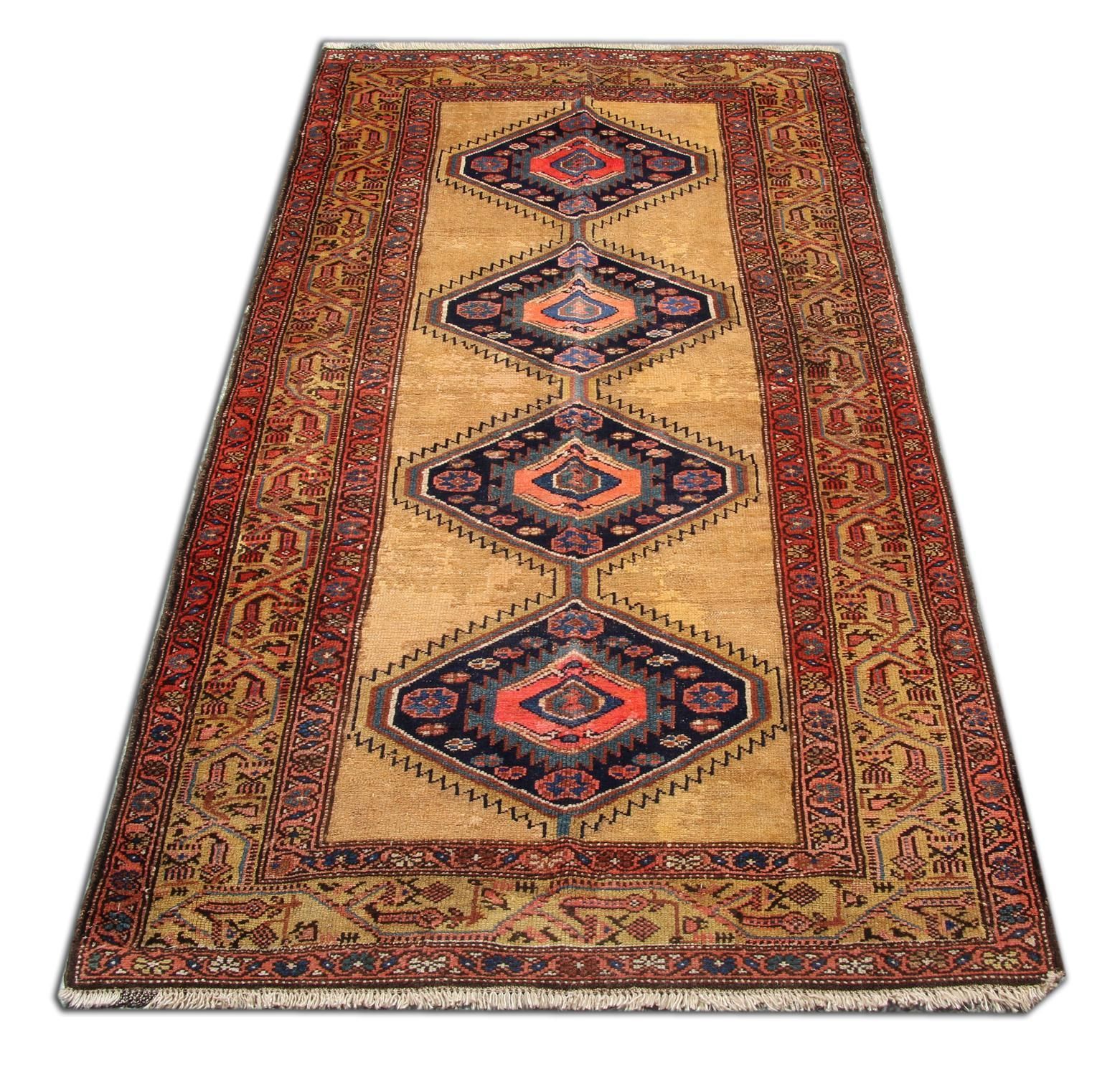 Handmade Carpet Geometric Kazak Rug Oriental Cream Wool Area Rug photo furniture