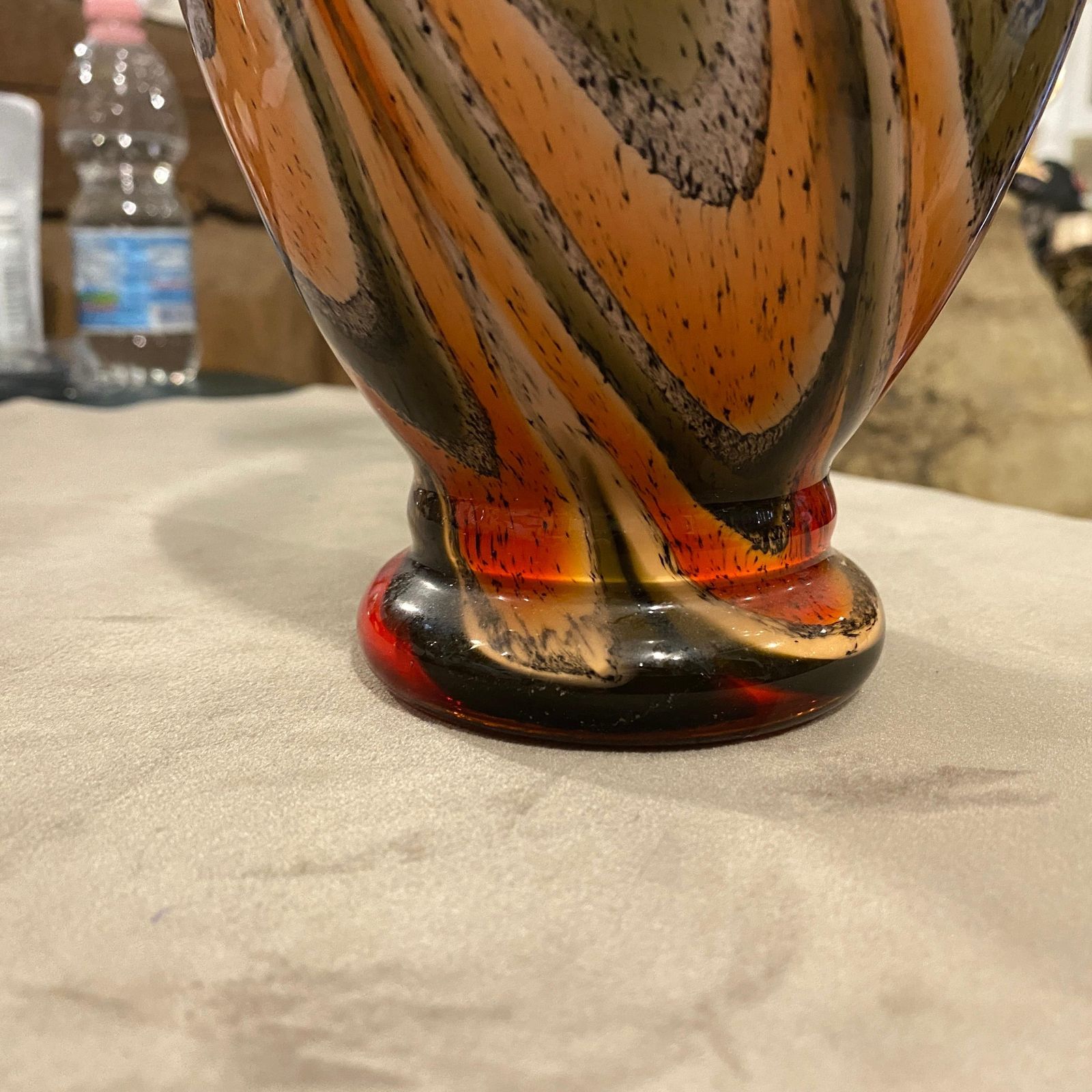Mid Century Modern Orange And Brown Glass Italian Vase photo 323.0