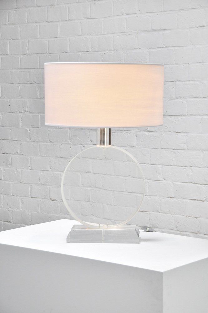 Vintage Circular Acrylic Glass Lamp By Karl Springer, 1970s photo furniture