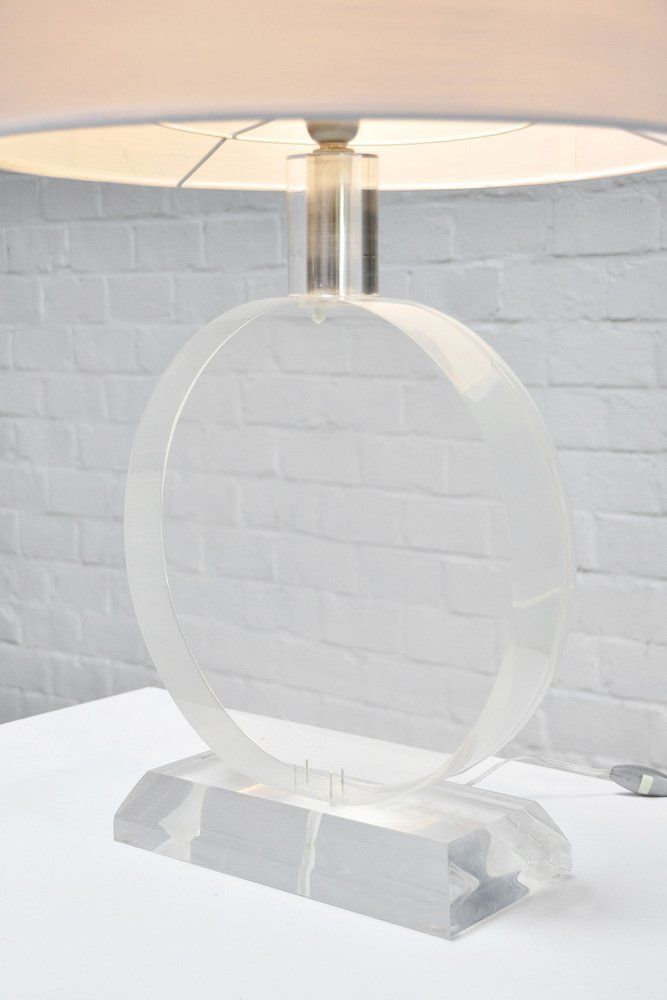 Vintage Circular Acrylic Glass Lamp By Karl Springer, 1970s photo buy