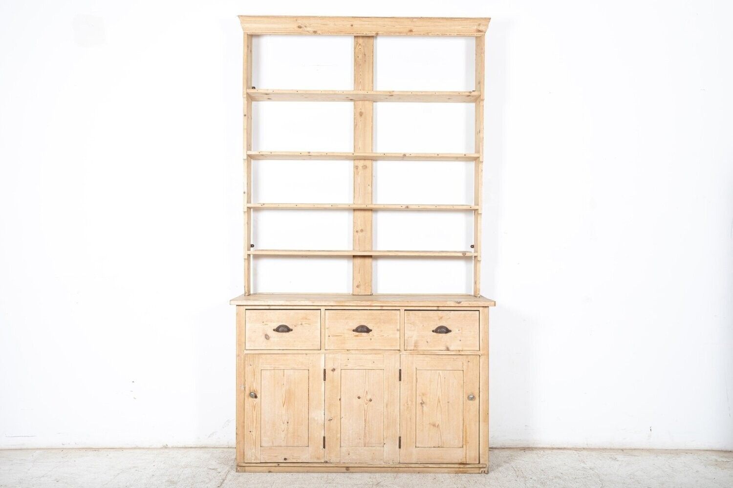 19thc English Waterfall Open Pine Dresser