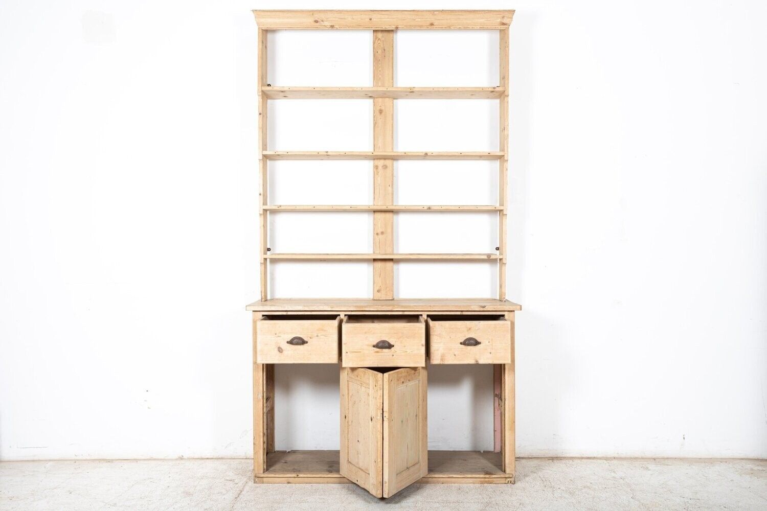 19thc English Waterfall Open Pine Dresser photo furniture