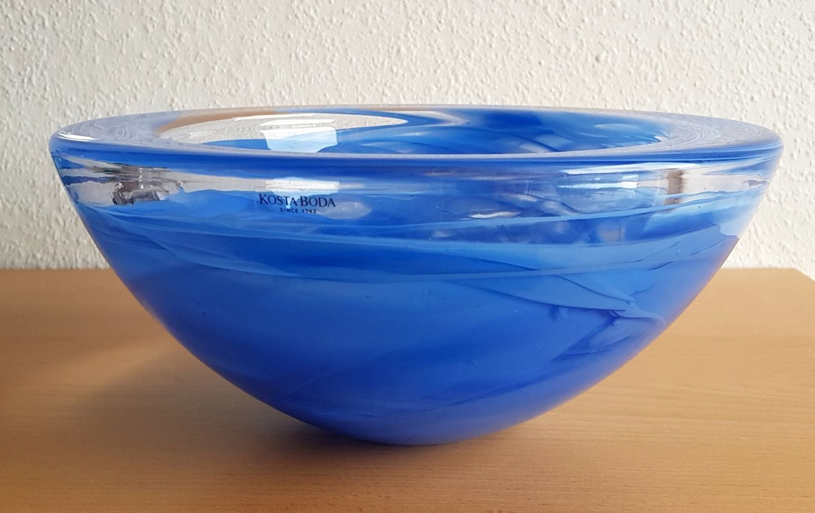 Blue Bowl And Centerpiece By Anna Ehrner For Kosta Boda 1990s photo for sale
