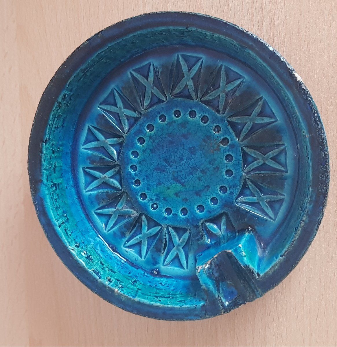 Italian Rimini Blue Vase And Ashtray From Bitossi 1960s Set Of 2 photo furniture