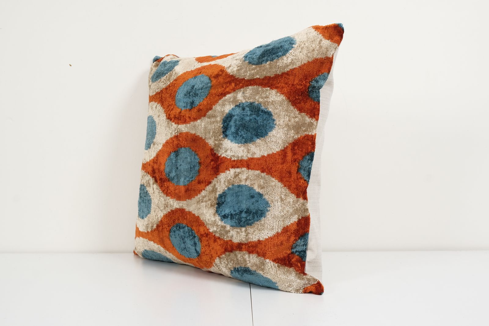 Handmade Palm Tree And Animal Motifs Ikat Velvet Fabric, Velvet Tie Dye Silk Ikat Fabric, Handcrafted Uzbek Textile photo 90.0