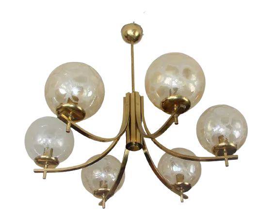 Chandelier, 1970s, Brass, Vintage