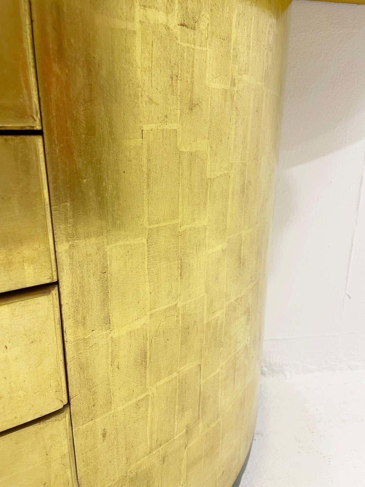 Furniture Mid Century Golden Leaves And Malachite Cuffs Demi Lune Console With Drawers photo