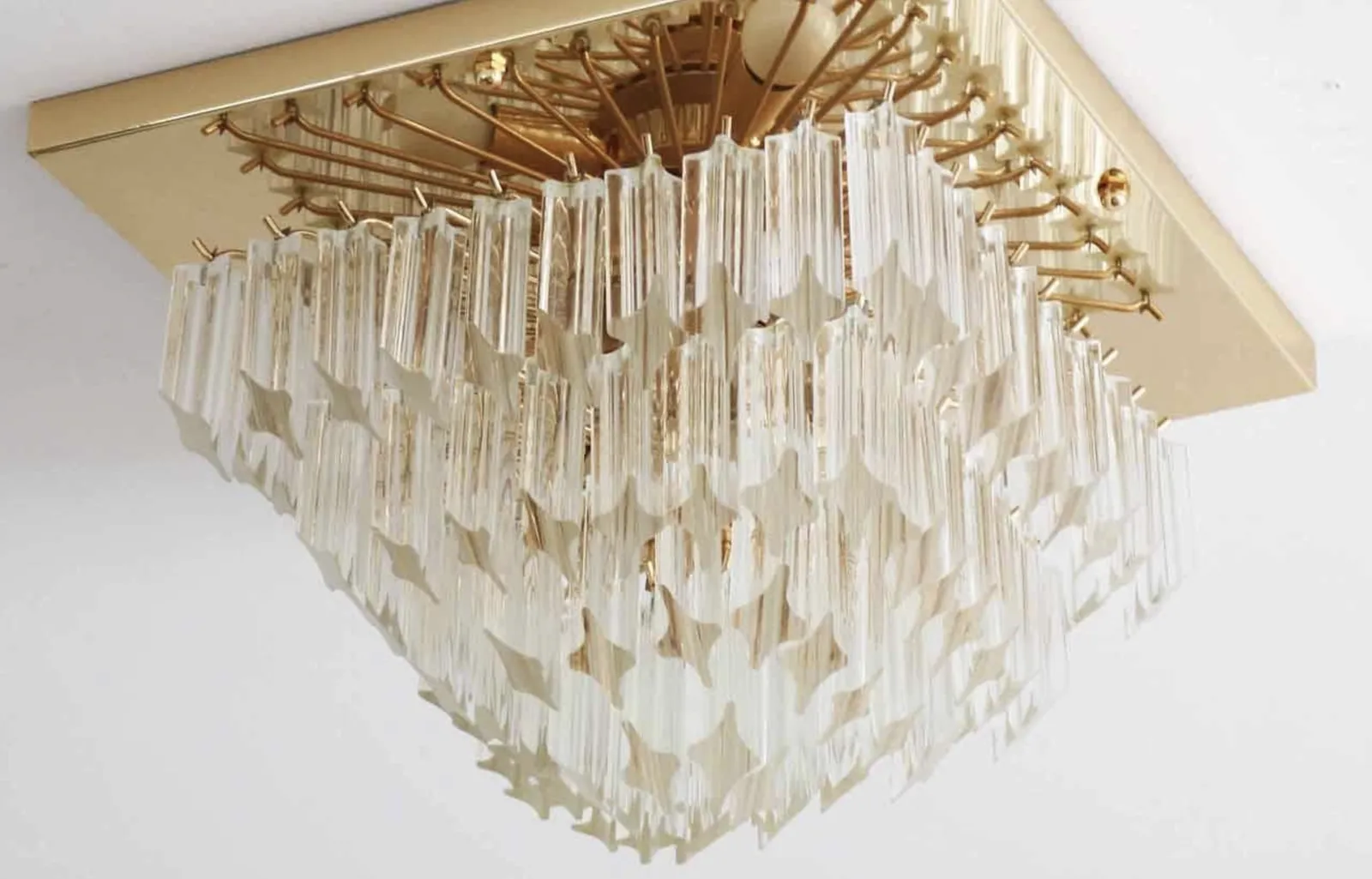 Murano Venni Glass Prism Quadriedri Chrystals 1970s Chandelier photo for sale