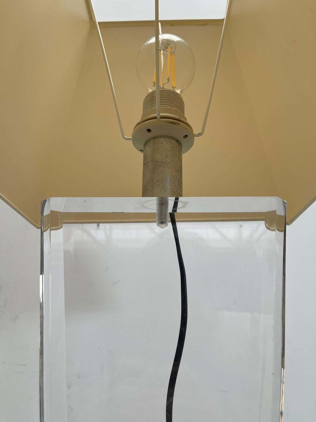 1906.0 Pair Of Mid Century Plexiglass Table Lamp With Lampshade   Italy 1970s photo