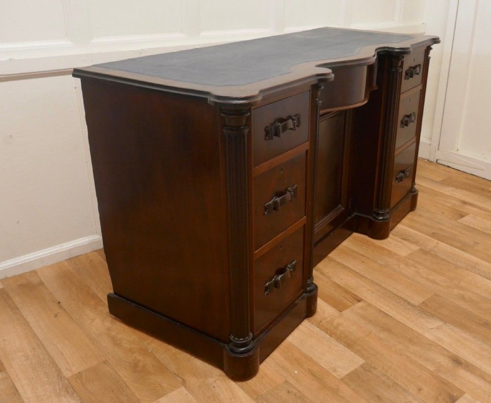 Arts And Crafts Flame Mahogany Knee Hole Writing Desk photo furniture