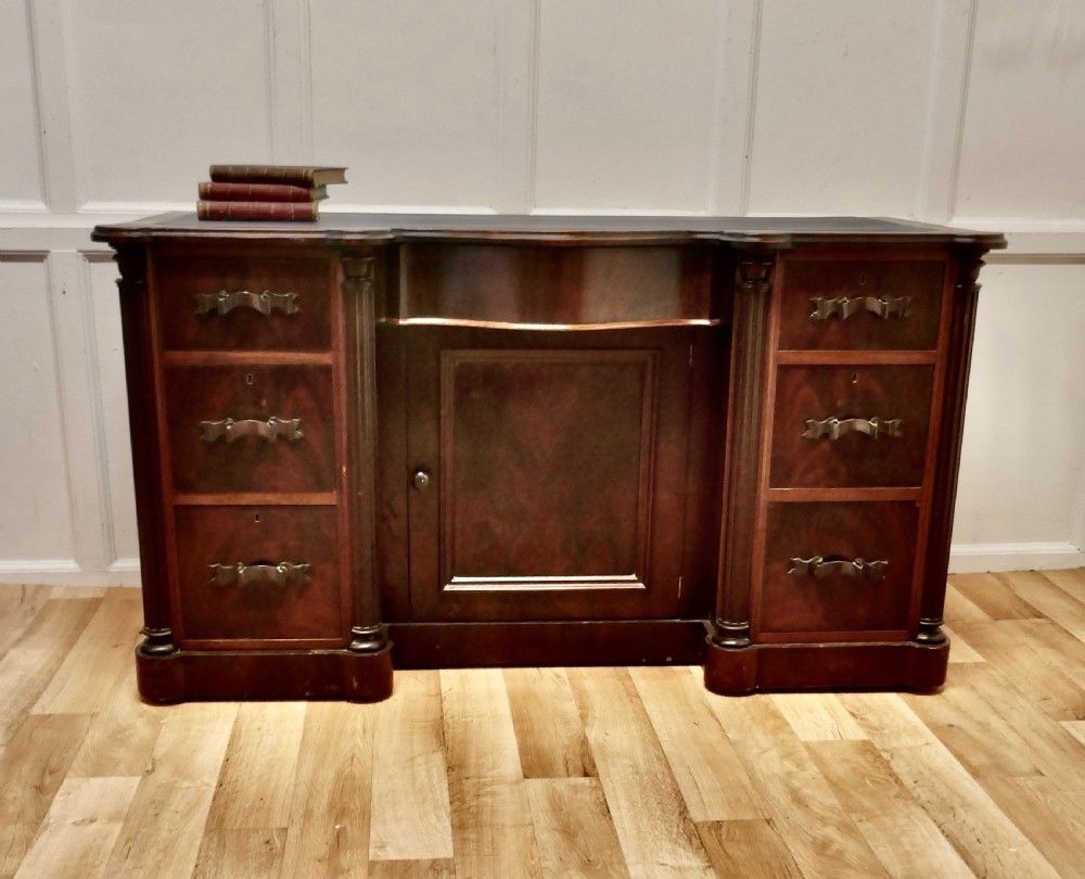 Arts And Crafts Flame Mahogany Knee Hole Writing Desk photo Furniture