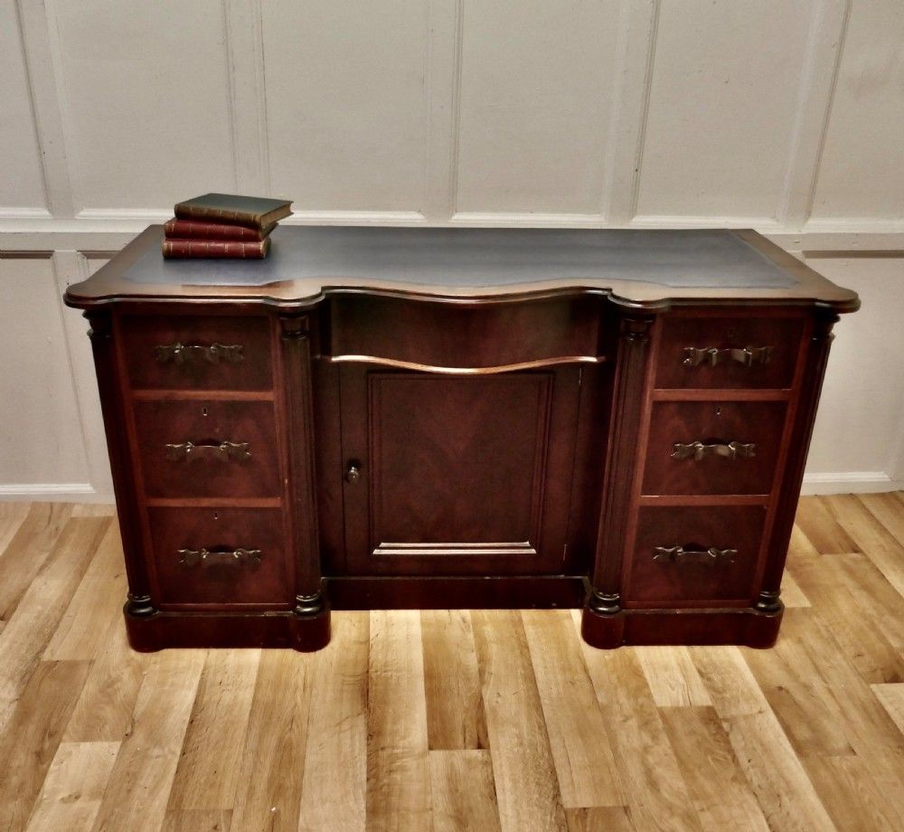Arts And Crafts Flame Mahogany Knee Hole Writing Desk photo 1074.0