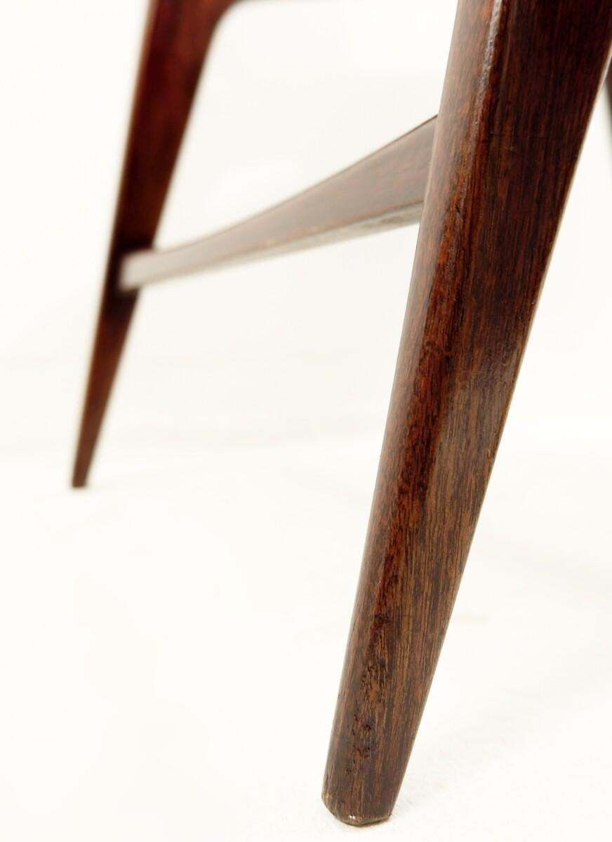 Furniture Set Of 4 Mid Century Modern Italian Chairs, Wood And White Fabric, 1960s photo
