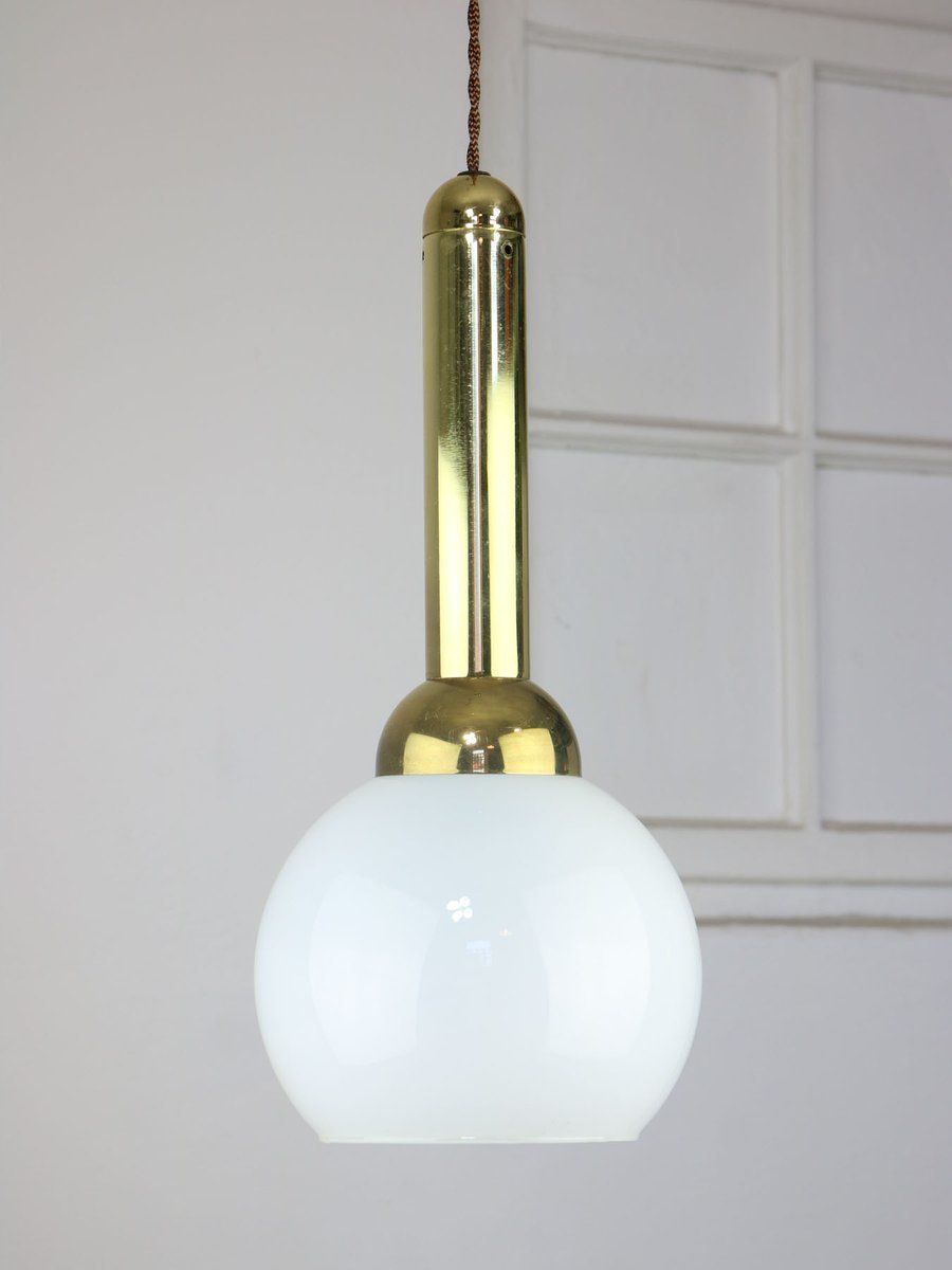 Vintage Pendant Lamp In Metal And Opaline photo furniture