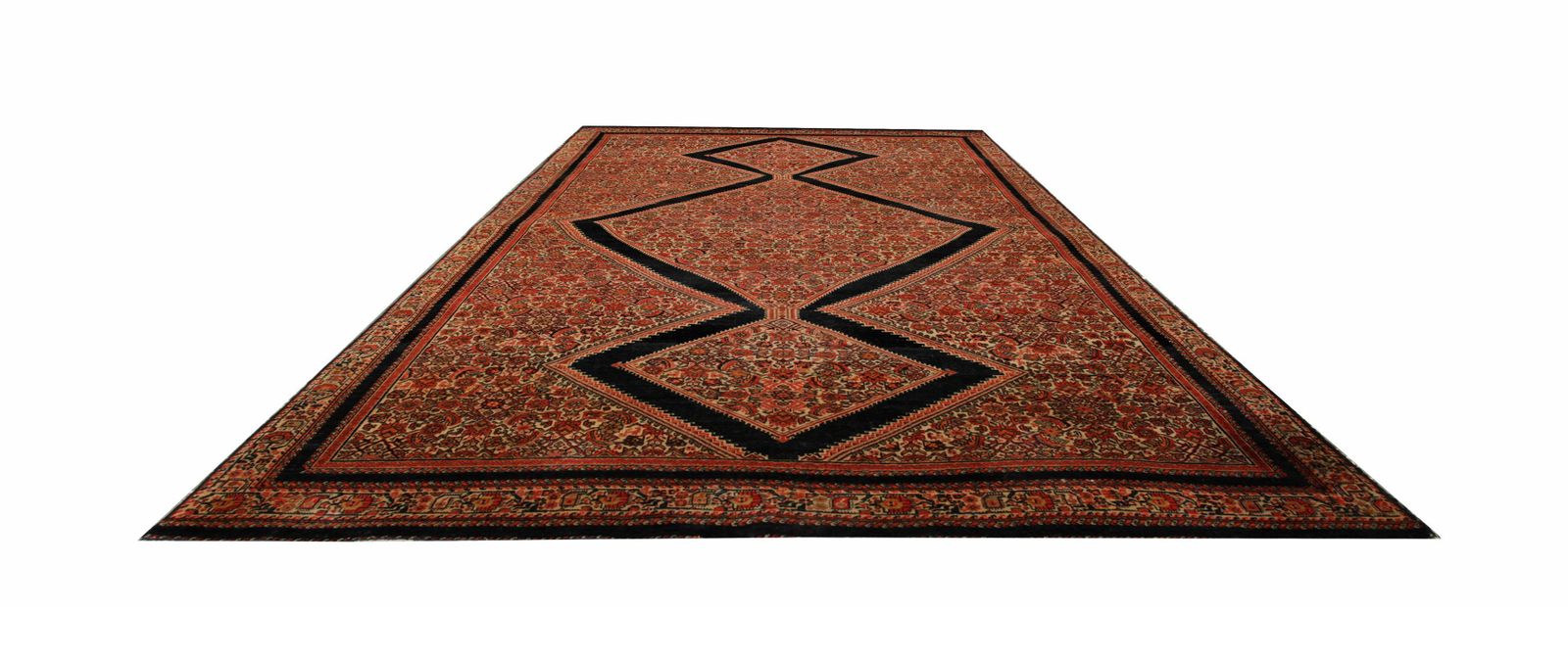 Antique Handwoven Oriental Wool Area Rug Rust Geometric Carpet photo Textiles