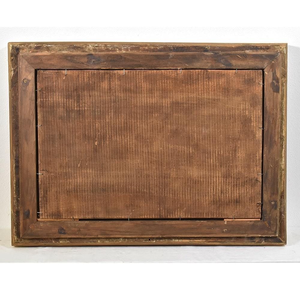 photo furniture Antique Mountain Landscape Painting, Oil On Paper, XIX Century. (Qp405)