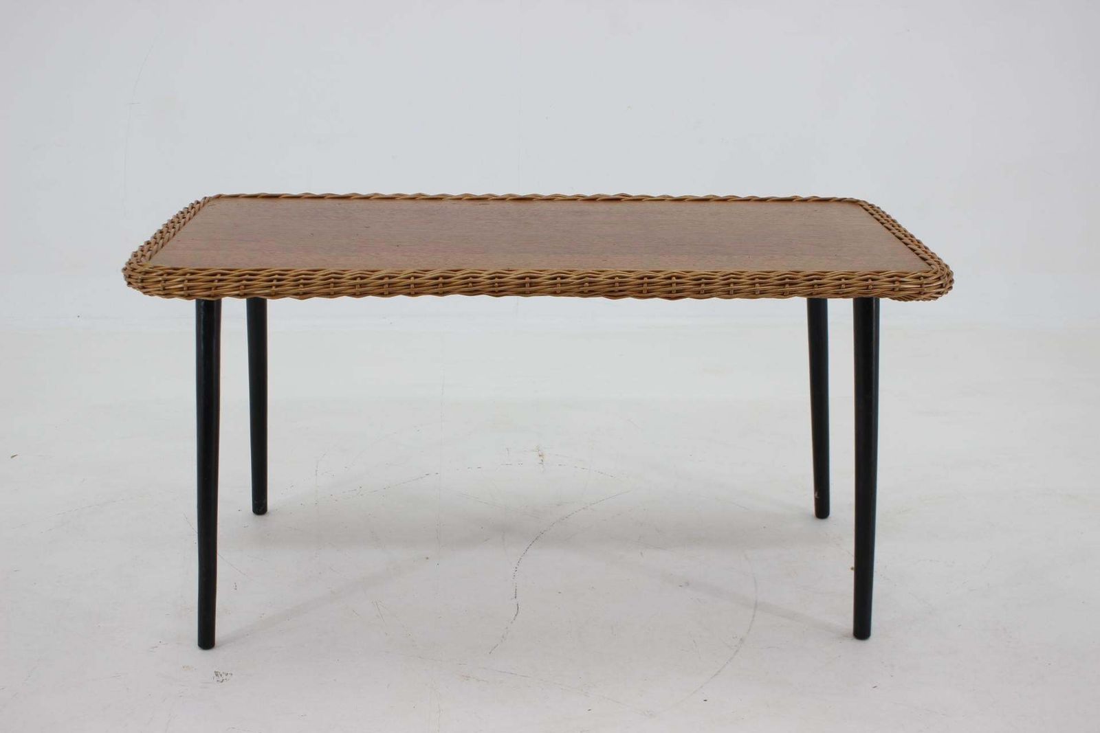 1970s Coffe Table With Rattan Edge, France photo Furniture