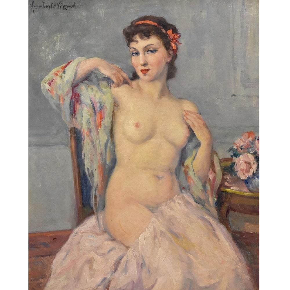 Nude Oil Painting, Nude Woman, Oil On Canvas, XX Century. (Qn357) photo for sale