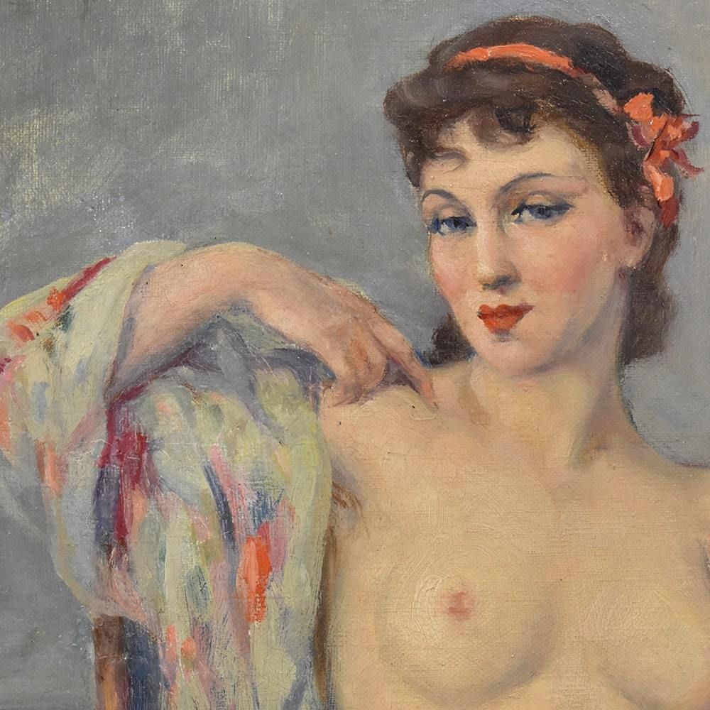 Nude Oil Painting, Nude Woman, Oil On Canvas, XX Century. (Qn357) photo 1800.0