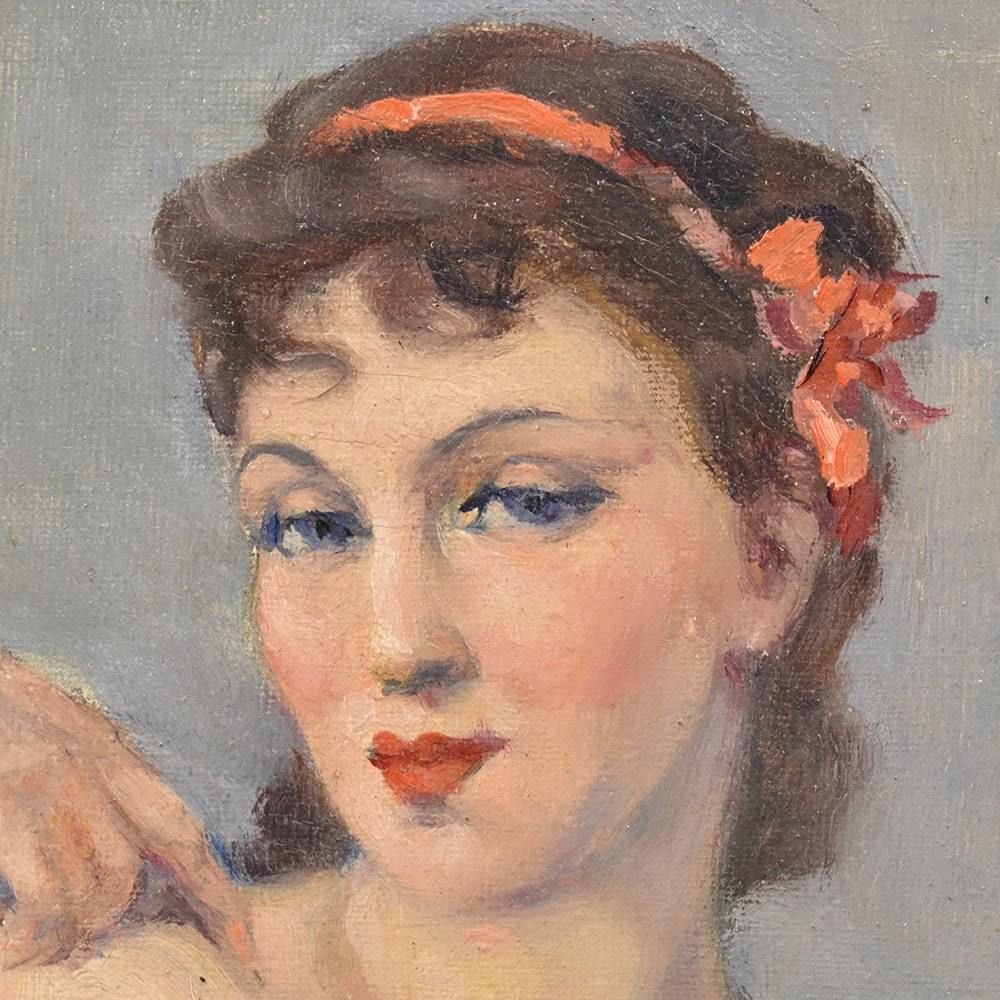 Nude Oil Painting, Nude Woman, Oil On Canvas, XX Century. (Qn357) photo vinterior