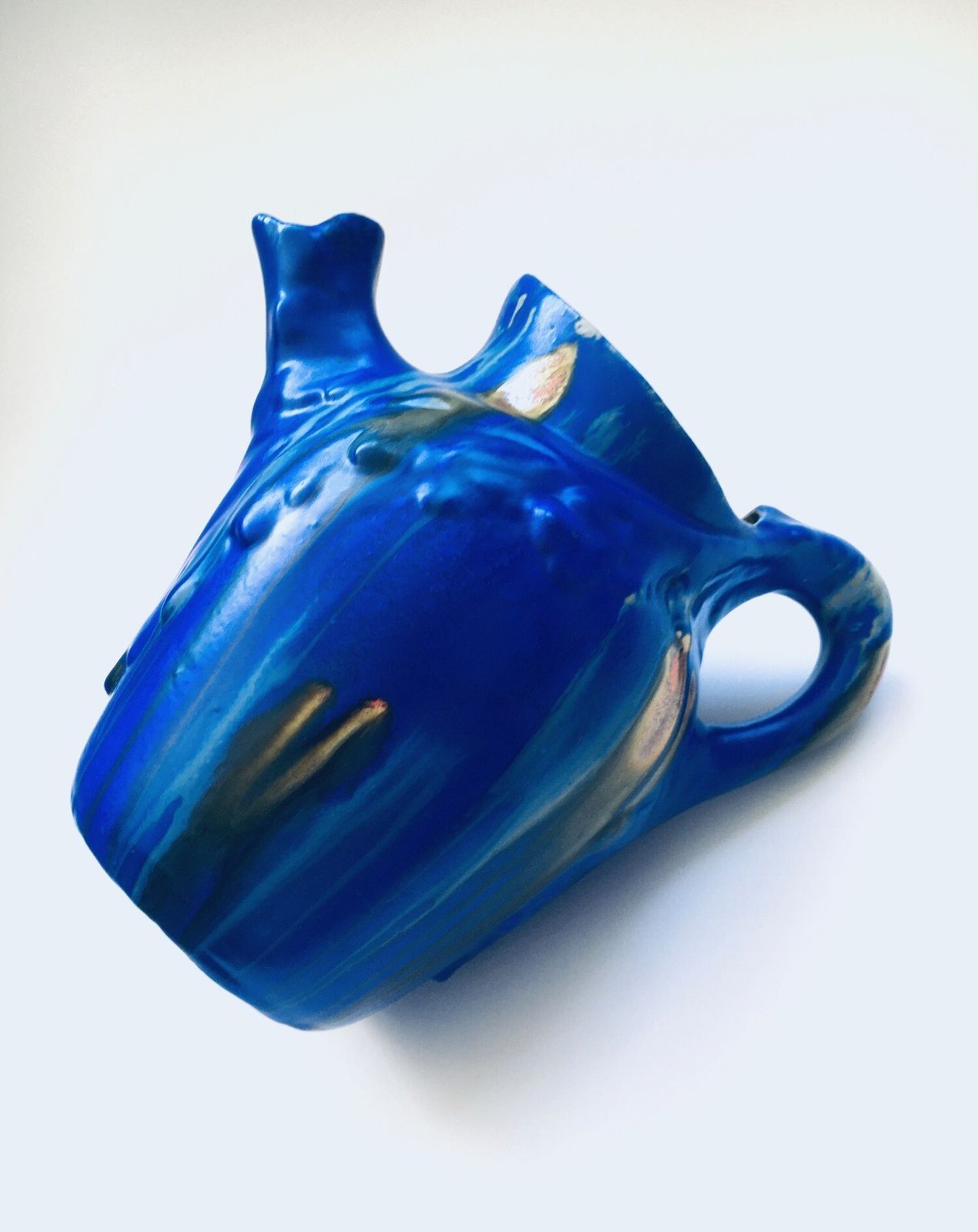 Art Nouveau Multicolored Ceramic Decanter, Belgium 1920's photo buy
