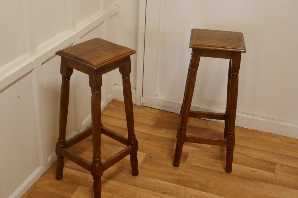 A Pair Of French Walnut Farmhouse High Kitchen Stools photo for sale