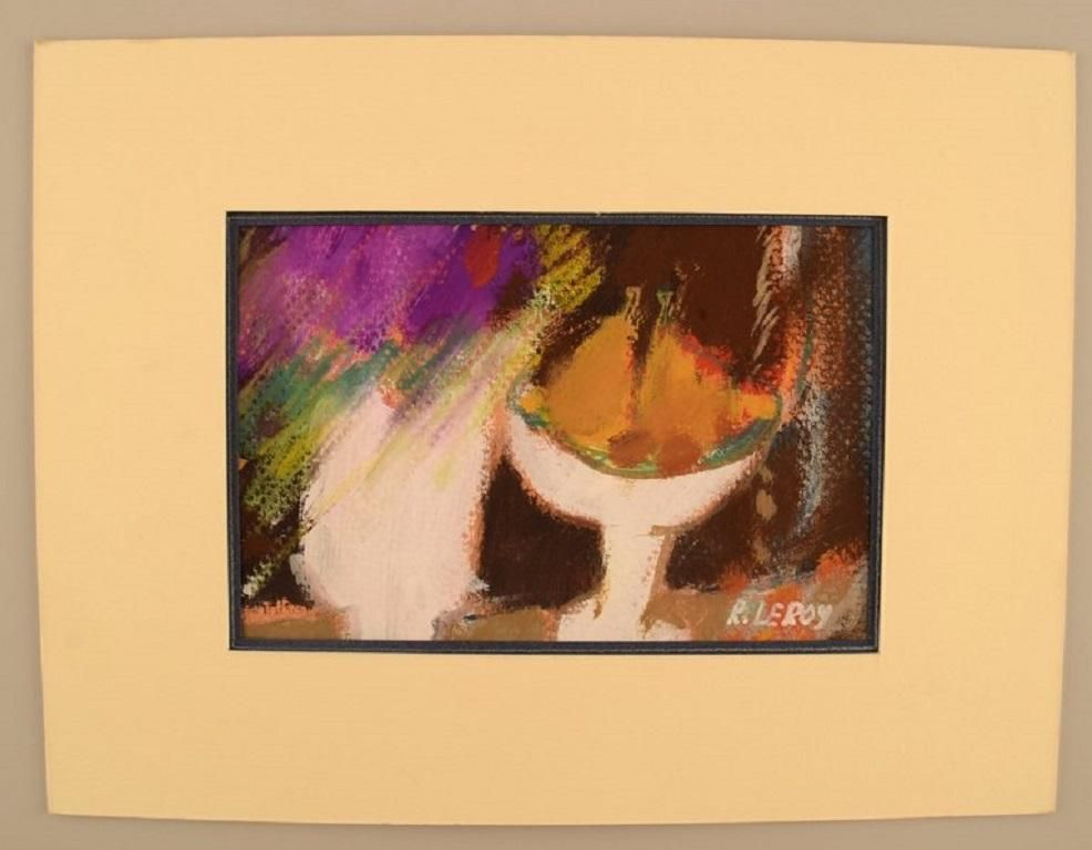 René Leroy, French Artist, Pastel On Paper, 1980s photo furniture