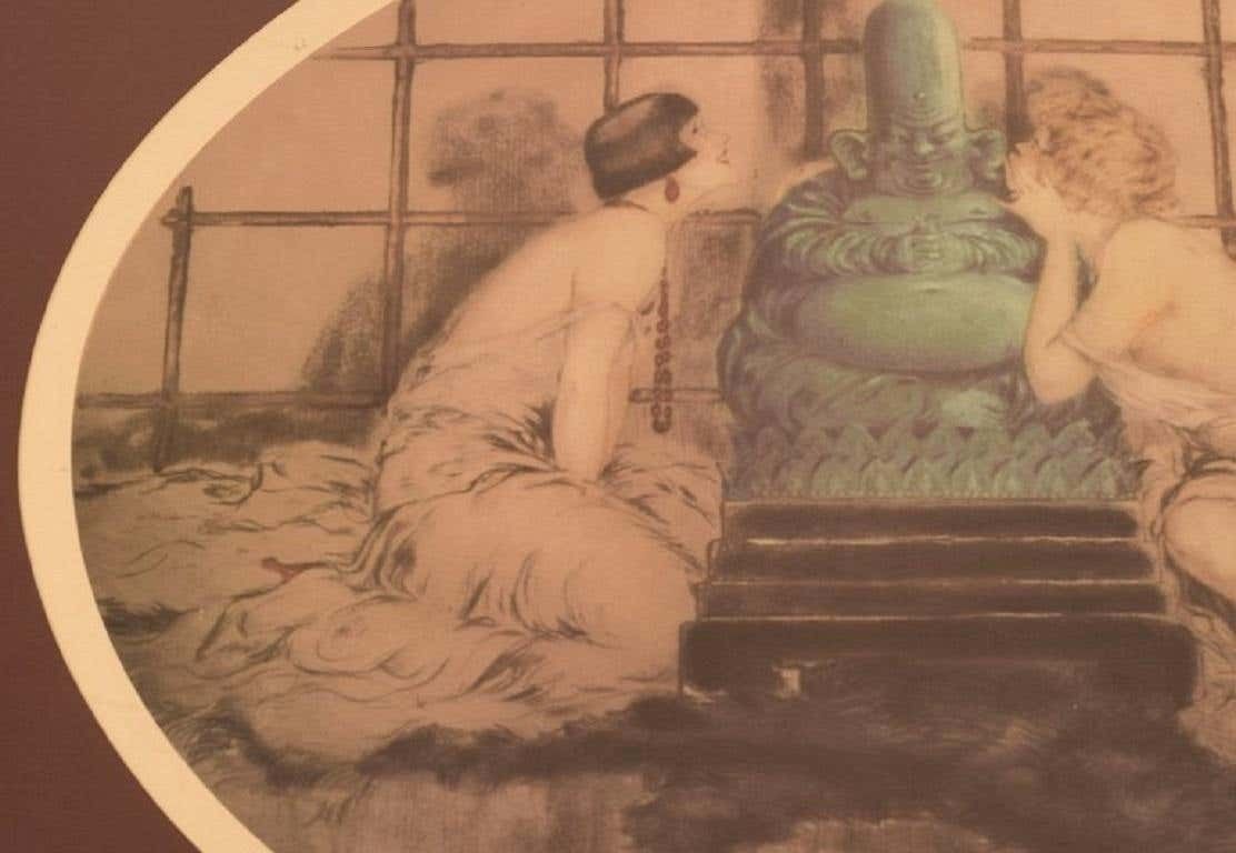 Louis Icart, Etching On Paper, Women And Buddha, 1930s photo 972.0