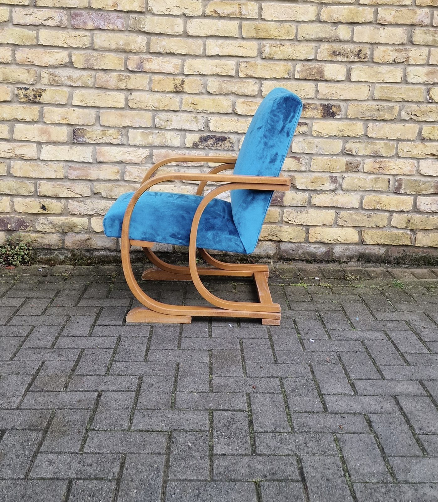 Heals Deco Bent Wood Upholstered Armchair
