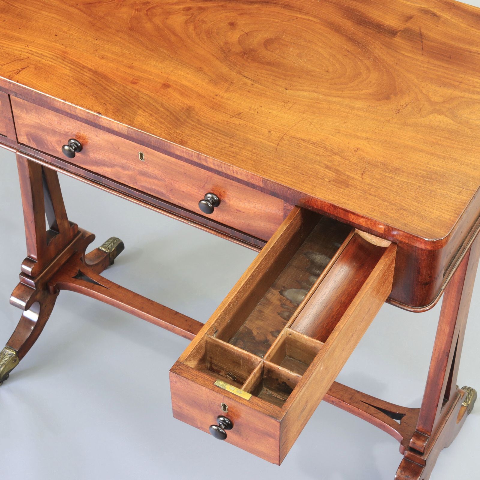 photo furniture Regency Curl Mahogany Small Ladies Writing Desk C1820