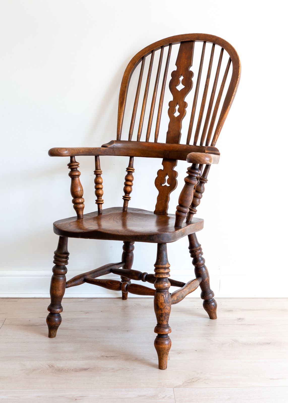 Furniture Unique 19th Century Stamp Marked Broad Arm Antique Yorkshire Windsor Chair photo
