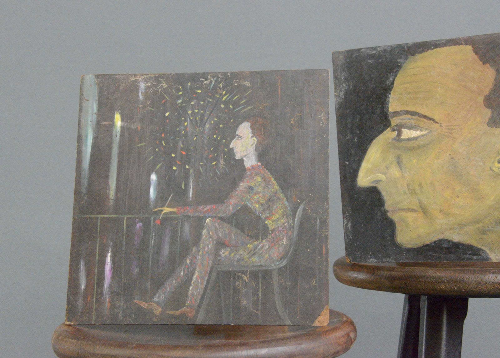 Modernist Oil On Board Paintings Circa 1940s photo furniture