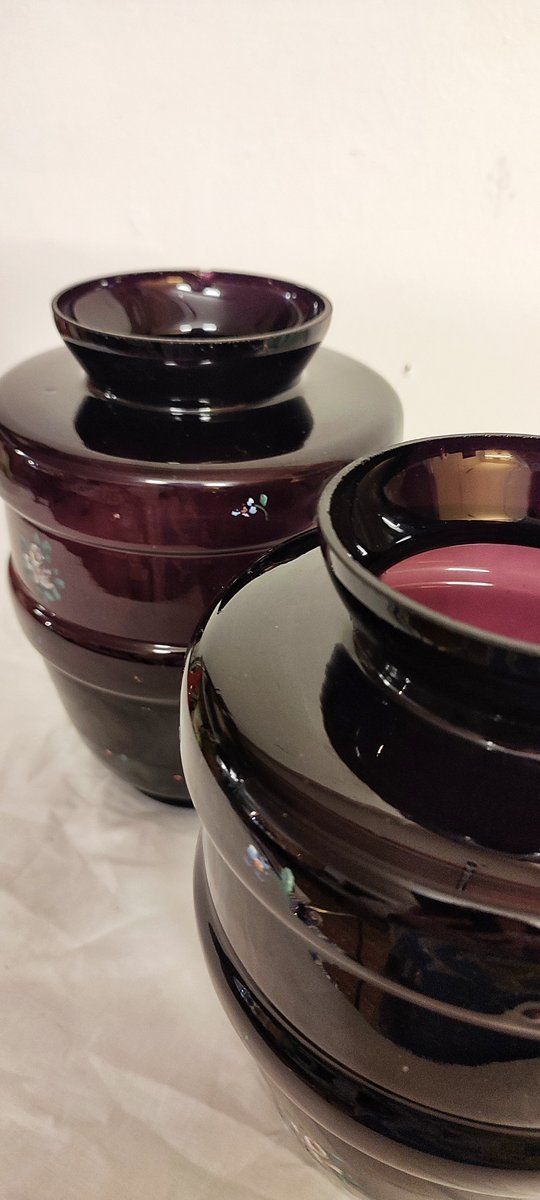 Painted Glass Vases, 1940s, Set Of 2 photo furniture